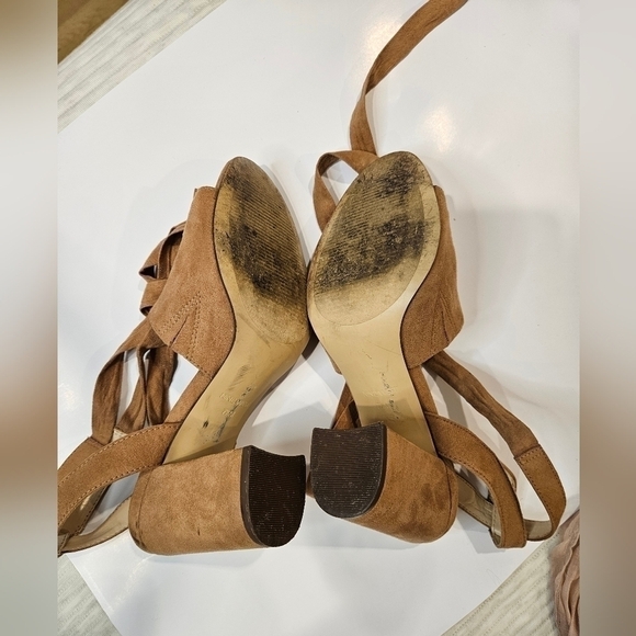 NINE West Beatriceo Ankle Wrap Suede Heels in brown size 7.5 - Picture 4 of 4